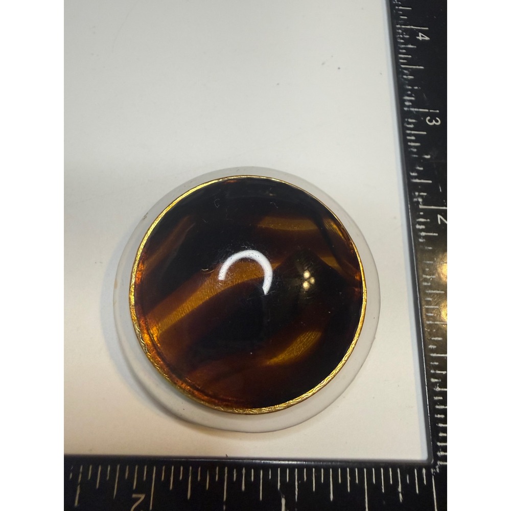 Original by Robert Belt Buckle Round Faux Tortoise Shell Gold Tone White Base
